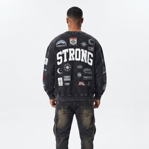 Custom <b>Men</b> Acid <b>Wash</b> Long Sleeve Sweatshirt Heavyweight Fleece Oversized Crew Neck Streetwear Pullover OEM ODM Manufacturer - Product Image 6