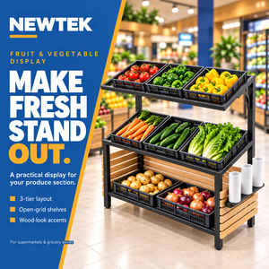 Newtek Heavy Duty Cold-Rolled Steel Galvanized <b>Wire</b> Shelving Unit 1-Tier Grid <b>Shelf</b> Fixed Back Freestanding Supermarket - Product Image 6