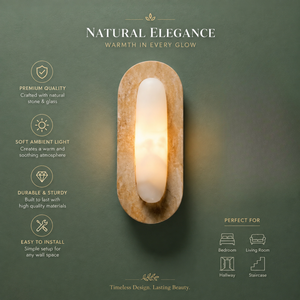 Modern Natural Stone LED <b>Wall</b> <b>Sconce</b> E26 Marble Shade Minimalist Luxury Indoor <b>Lighting</b> Fixture for Bedroom Hotel Living - Product Image 5