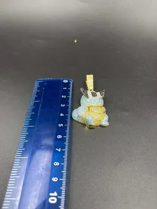 4Ct Round Cut Moissanite Squirtle Cartoon Pendent 14K Yellow Gold Plated <b>Silver</b> - Product Image 5