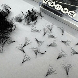 Extensions de cils en cheveux synthétiques de qualité supérieure 10D-20D, naturelles, longues et étroites, courbures CC/DD/M/L, bouquets de volume préfabriqués, doux, mats, haute qualité - Product Image 4