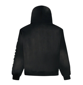Sudadera con capucha de algodón lavado vintage con cremallera completa, efecto desgastado, logotipo personalizado, estilo urbano, sudadera pesada OEM - Product Image 2