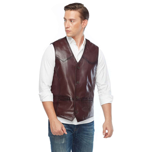 Gilet de motard en cuir perforé marron respirant de qualité supérieure pour homme, collection automne 2026 - Product Image 6