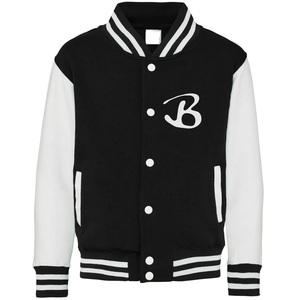 Veste universitaire noire et blanche pour homme, col rabattu, boutonnée, décontractée, pour l'automne, coupe classique, avec broderie de la lettre B - Product Image 1