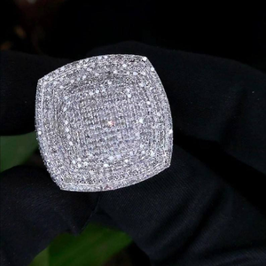 Luxury Moissanite Iced Out <b>Ring</b> 925 <b>Silver</b> Statement Hip Hop Cocktail <b>Ring</b> for <b>Men</b> Women Fashion Jewelry Gift - Product Image 1