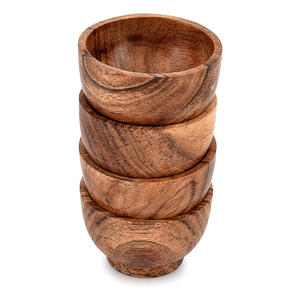 Ensemble de 4 bols en bois de haute qualité Ensemble de bols en bois d'acacia Ustensiles de cuisine Table à manger Affichage de fruits Usage personnel Prix bas - Product Image 3