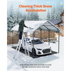 Tettoia per Auto Resistente 3x4,5m da Esterno con Telaio in Acciaio Zincato, Tetto Rimovibile, Tenda Garage Ombreggiante, Stile Singolo, in Metallo - Product Image 4