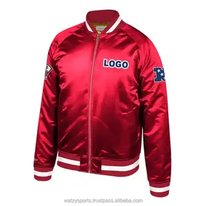 Chaqueta de béisbol con estampado de logotipo y nombre de equipo, chaquetas universitarias de satén personalizadas, chaquetas de satén para hombre para equipo - Product Image 1