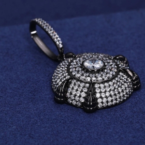 Colgante de medallón de cúpula de moissanita, Plata de ley 925, Joyería hecha a mano, Estilo Hip Hop - Product Image 4