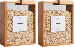 Bamboo Food Dispenser Container with Lid Transparent Pantry Storage <b>Box</b> for Cereal Rice Flour Snacks - Product Image 1