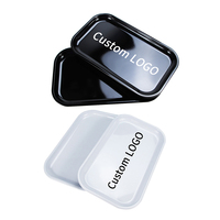 Plateau à rouler carré en métal personnalisé avec logo, pour tabac, avec couvercle, pour sublimation