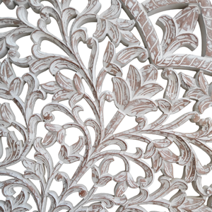 Tête de lit Queen en bois sculpté à la main, finition blanchie, style bohème côtier, en bois d'ingénierie, fixation murale, mobilier de chambre - Product Image 5