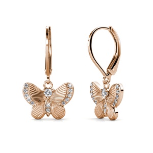 Boucles <span class=keywords><strong>d</strong></span>'oreilles pendantes à clip papillon Daisini ornées de cristaux <span class=keywords><strong>Swarovski</strong></span> Bijoux en argent 925 Boucles <span class=keywords><strong>d</strong></span>'oreilles plaquées or 18 carats - Product Image 1