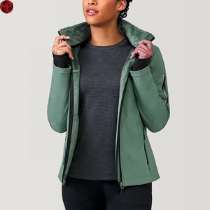 Veste softshell pour femme, doublée polaire, à capuche, zippée, manteau d'hiver pour l'extérieur, vêtement décontracté, veste polaire à capuche pour femme, manches longues, fermeture éclair - Product Image 5