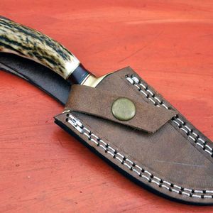 Couteau Bowie artisanal en acier Damas D2, manche en os, étui en cuir fin, couteau de camping industriel DIY pour l'extérieur, OEM - Product Image 3