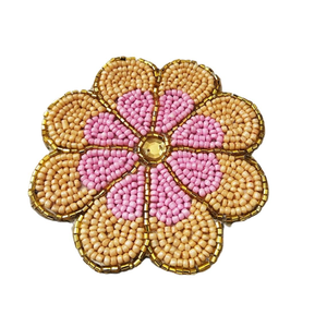 Handmade Chic Bohemian Decorative <b>Bead</b> Coffee Mug <b>Coasters</b> Non-Slip Fabric Base for Kitchen Decor Made in India - Product Image 3