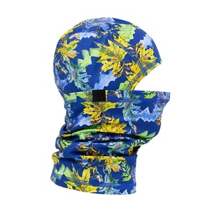 Pasamontañas Unisex de Cobertura Total, 100% Poliéster, para Exteriores, con Estampado de Hojas Azules, Talla Adulto 56-58CM - Product Image 1