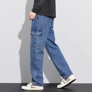 Ventes chaudes : Salopette en jean droite et ample pour homme, pantalon cargo en denim tendance pour homme - Product Image 1