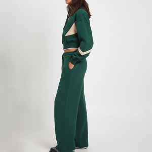 Conjunto Deportivo Verde con Capucha para Mujer, Pantalones Jogger Casuales de Algodón de Corte Holgado con Cierre Frontal y Bolsillos Laterales, Ropa de Otoño - Product Image 2