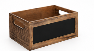 Wooden Pantry <b>Storage</b> Bin Rustic Farmhouse <b>Crate</b> with Label Board Decorative Home Organization Basket Box - Product Image 3