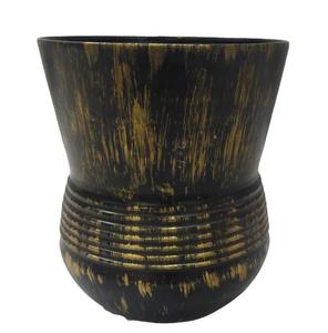 Pot de fleurs décoratif en métal nervuré bronze antique pour l'intérieur et l'extérieur, idéal pour la maison, le jardin, le hall d'hôtel - Product Image 3