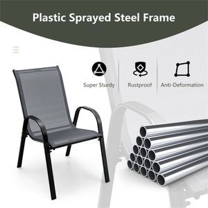 Sedie da Pranzo Ergonomiche Grigie per Esterni, Confezione da 2, Impilabili, con Telaio in Acciaio e Tessuto Traspirante, Capacità 150 kg, Ideali per Balcone - Product Image 5