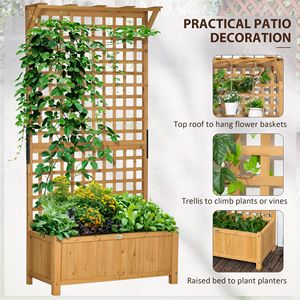 Jardinera de madera amarilla con enrejado para plantas trepadoras, cama de jardín elevada, pantalla de privacidad para patio trasero, macetas y jardineras - Product Image 4