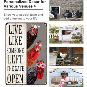 Targa Vintage in Latta, Decorazione Creativa per la Casa, Regalo a Tema Pollo, Recinzione da Fattoria per Cucina e Bagno - Product Image 5