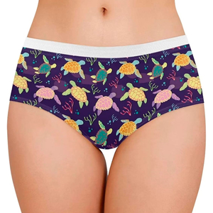 High-Waist Women's <b>Panties</b> Floral Print Cotton Spandex Breathable Knitted Everyday Underwear Standard Thickness Machine Washable - Product Image 4