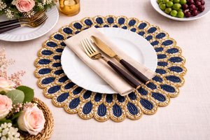 Handmade Beaded Placemat <b>Round</b> Table <b>Mat</b> Embroidered Floral Decorative <b>Mats</b> for Home Hotel Wedding Party - Product Image 4