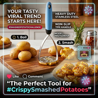 Hachoir à aliments manuel robuste en acier inoxydable avec poignée en plastique de grande taille pour écraser les pommes de terre