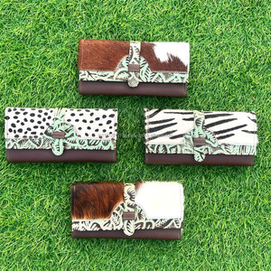 Nueva Cartera de piel de vaca hecha a mano auténtica tallada en cuero para mujer, funda de teléfono elegante, superventas, carteras de cuero con estampado en relieve occidental - Product Image 4