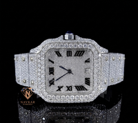 Montre de haute qualité en acier inoxydable avec verre VVS Moissanite, mouvement à quartz, résistante à l'eau jusqu'à 10 m, pour un style de vie luxueux et les célébrités