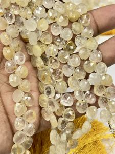 ลูกปัดควอตซ์รูทิเลตสีทองธรรมชาติทรงหัวใจเจียระไน ขนาดประมาณ 6-7 มม. เส้นใยขนาด 8 นิ้ว - Product Image 5