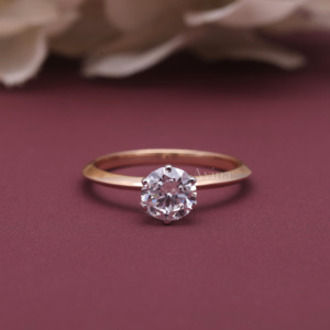 IGI Certified Lab Grown <b>Diamond</b> Solitaire Engagement <b>Ring</b> 18K Rose / White & Yellow Gold Round Brilliant <b>Diamond</b> <b>Ring</b> for Women - Product Image 1