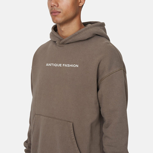 High Quality Custom Winter Plain Digital Printing <b>Acid</b> Wash Hoodie 100% Cotton Heavyweight <b>Drop</b> Shoulder Hoodies Men - Product Image 3