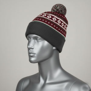 Gorros de Invierno para Hombre al por Mayor, de Alta Calidad, Acrílicos, Tejidos, Cálidos, Clásicos, para Clima Frío, con Diseño Jacquard 2026 - Product Image 5