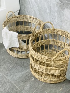 Cesta de Almacenamiento Circular Multiusos Moderna y Ecológica, Hecha a Mano con Mimbre Natural de Origen Vietnamita, Mantiene el Hogar Ordenado, LTL - Product Image 1