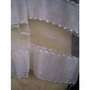 100% Polyester Black White Horizontal Striped Scarf Chiffon Fabric Long Length Sheer Silk Feel Scarf with Plain Ornament Elegant - Product Image 4