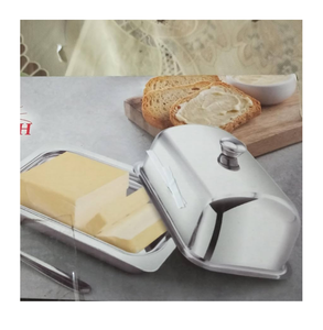 Boîte à beurre en acier inoxydable durable avec plateau de qualité supérieure et couvercle pour cuisines d'hôtels et de restaurants - Product Image 1
