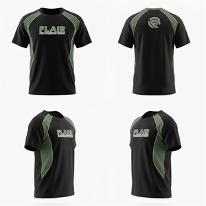 Camiseta con Paneles de Malla, Corte y Confección Personalizados |   Camiseta para Hombre de Talla Grande en Negro y Verde Oliva - Product Image 1