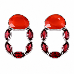Export Quality <b>Oxidized</b> Silver Bohemian Marquise Cut Drop Earrings for Women Ruby Red Stone Third Party Certified Gift - Product Image 1