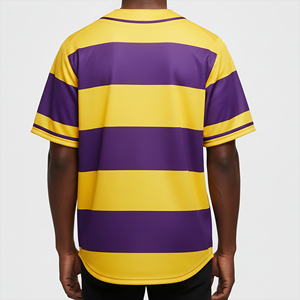 Custom Printed Breathable Anti-Bacterial Baseball Jersey Sports Team Uniforms Men Sublimation Twill V-neck Button Stripes - Product Image 2