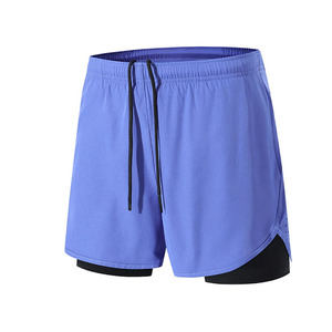 Shorts de sport pour homme à double couche avec logo personnalisé, en polyester et élasthanne, pour la course à pied et le jogging - Product Image 3
