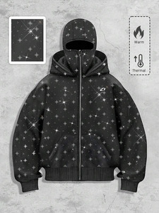 Sweat à capuche zippé en polaire thermique pour homme, style masque, veste streetwear d'hiver, chaud, respirant, épais, production en gros - Product Image 2