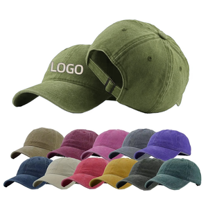 Casquette de baseball vintage en coton délavé, réglable avec boucle, unisexe, couleur unie - Product Image 1