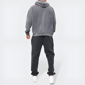 Sweat à capuche en molleton délavé pour homme, coupe oversize, style streetwear décontracté, en coton doux, vierge, vente en gros, OEM, hiver - Product Image 6