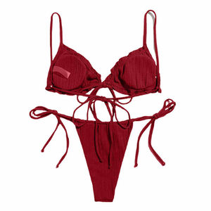 Bikini Brasileño de Cintura Alta para Mujer, Proveedor OEM, Conjunto de Bikini de Dos Piezas Simple de Secado Rápido y Alta Calidad - Product Image 2