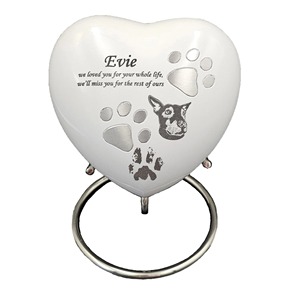 White Heart Shaped Pet Cremation <b>Urn</b> with Gold Paw Prints Decorative <b>Small</b> Keepsake Heart Funeral <b>Urn</b> <b>For</b> <b>Human</b> <b>Ashes</b> - Product Image 5