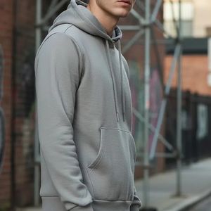 Sudadera con capucha de forro polar para hombre, estilo vintage, extragrande, con patrón liso, cuello con capucha, 420 g/m², con relieve, antiencogimiento, ideal para primavera - Product Image 3